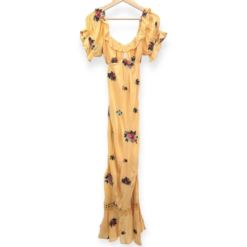 NWT‎ Free People Bali Santa Cruz Ruffle Dress Maxi - Size Medium